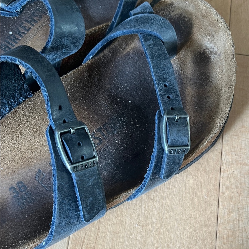 Birkenstock Navy Leather Double Strap Sandals - Picture 4 of 13